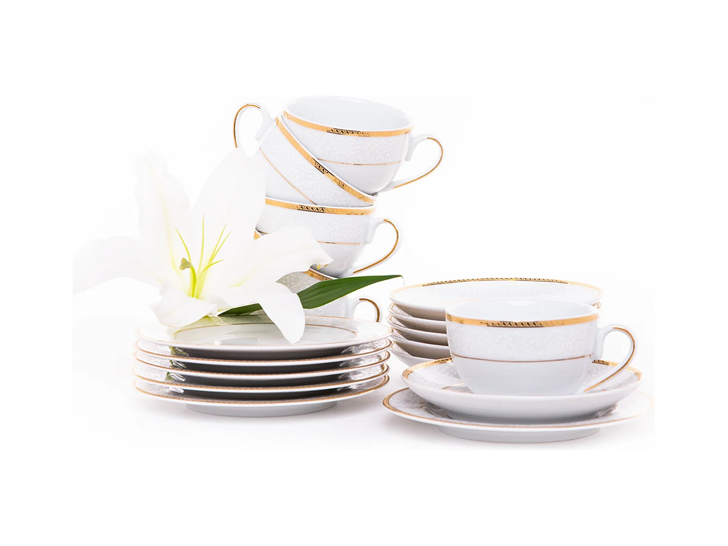 Teeservice für 6 Personen (18 El.) - Porzellan - Gold - NEW HOLLIS GOLD