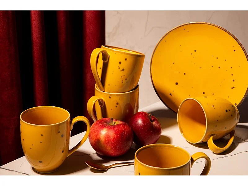 Becher-Set  400ml 6 Personen 6-tlg - Porzellan - Gelb - ALUMINA