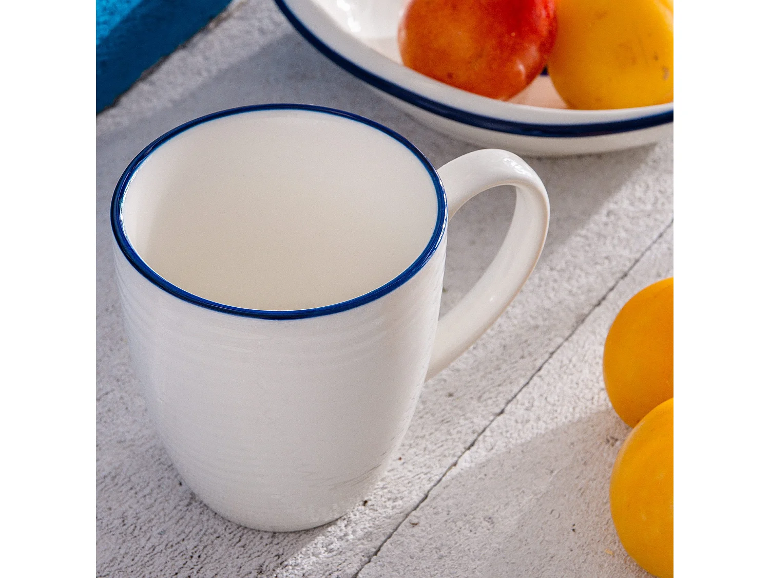 Becher 6tlg. handgefertigt maritimer Stil - Porzellan - weiß - KROG