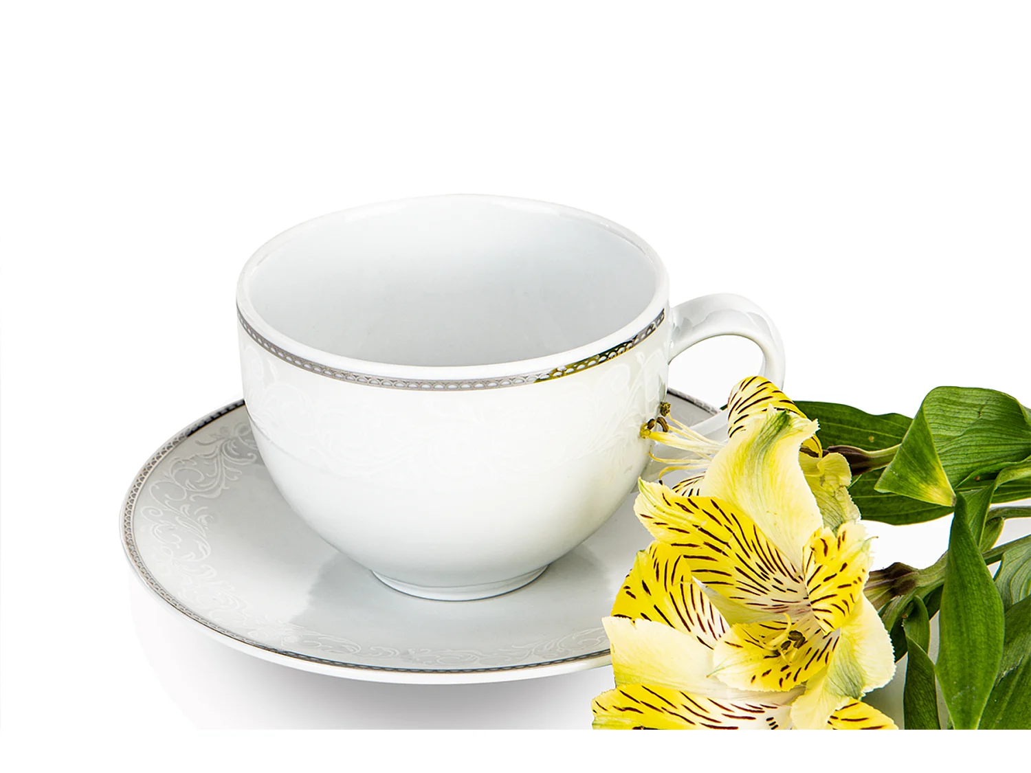 Kaffeeset für 6 Personen (15 Artikel) - Porzellan - Weiß - AMELIA