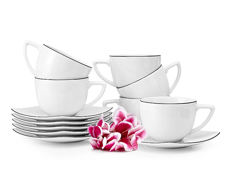 Kaffeetasse mit Untertasse 12 tlg. 6 Pers. - Weiß - CARLINA