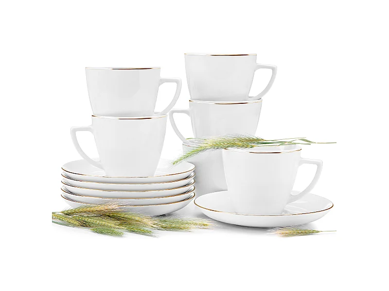 Kaffeeservice 350ml (12-tlg) 6 Personen - Porzellan - Weiß - BOSS