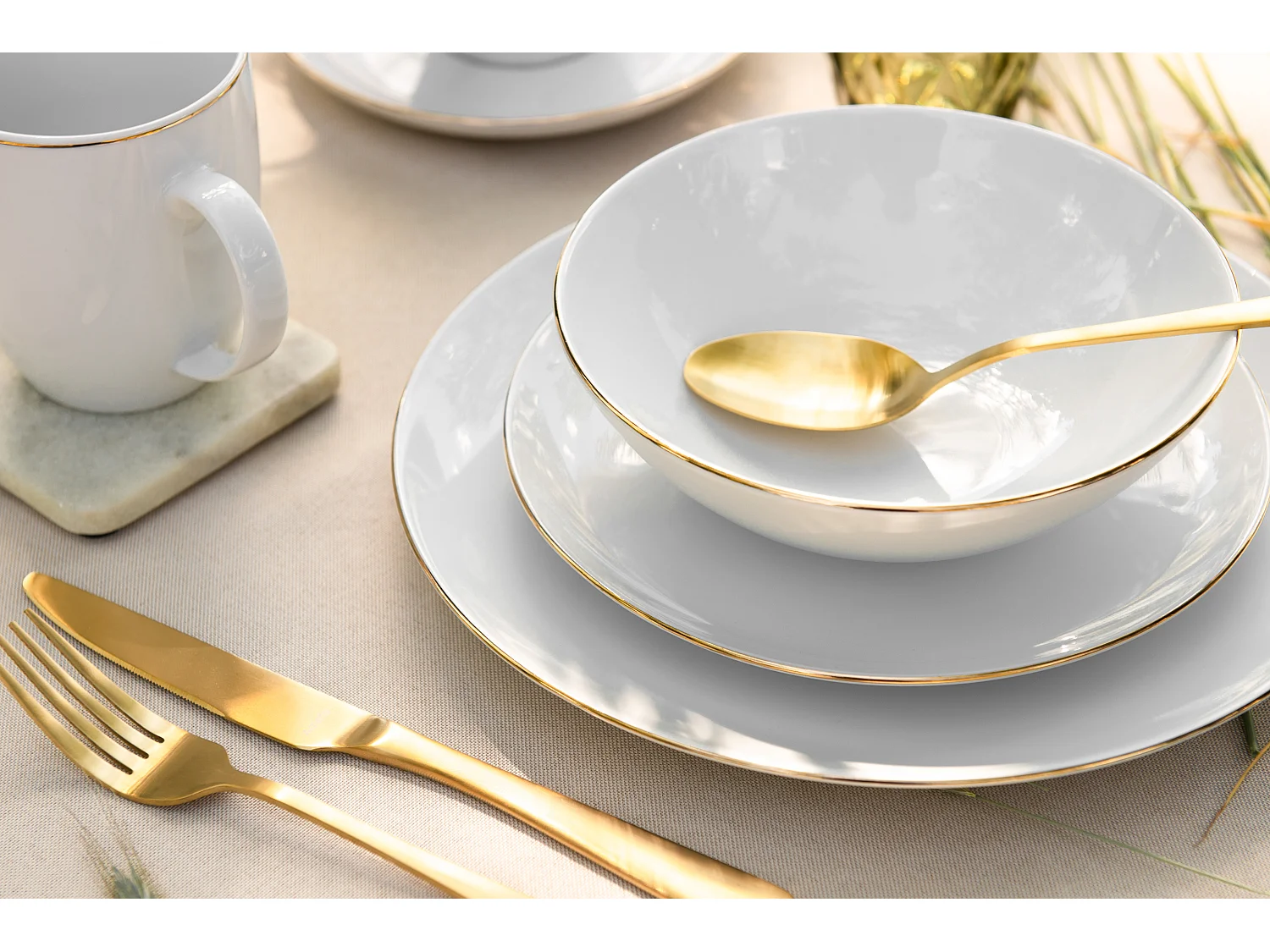 Kaffeeservice 350ml (12-tlg) 6 Personen - Porzellan - Weiß - BOSS