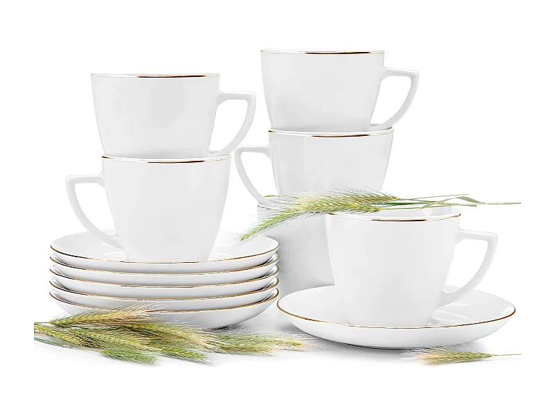 Kaffeeservice 350ml (12-tlg) 6 Personen - Porzellan - Weiß - BOSS