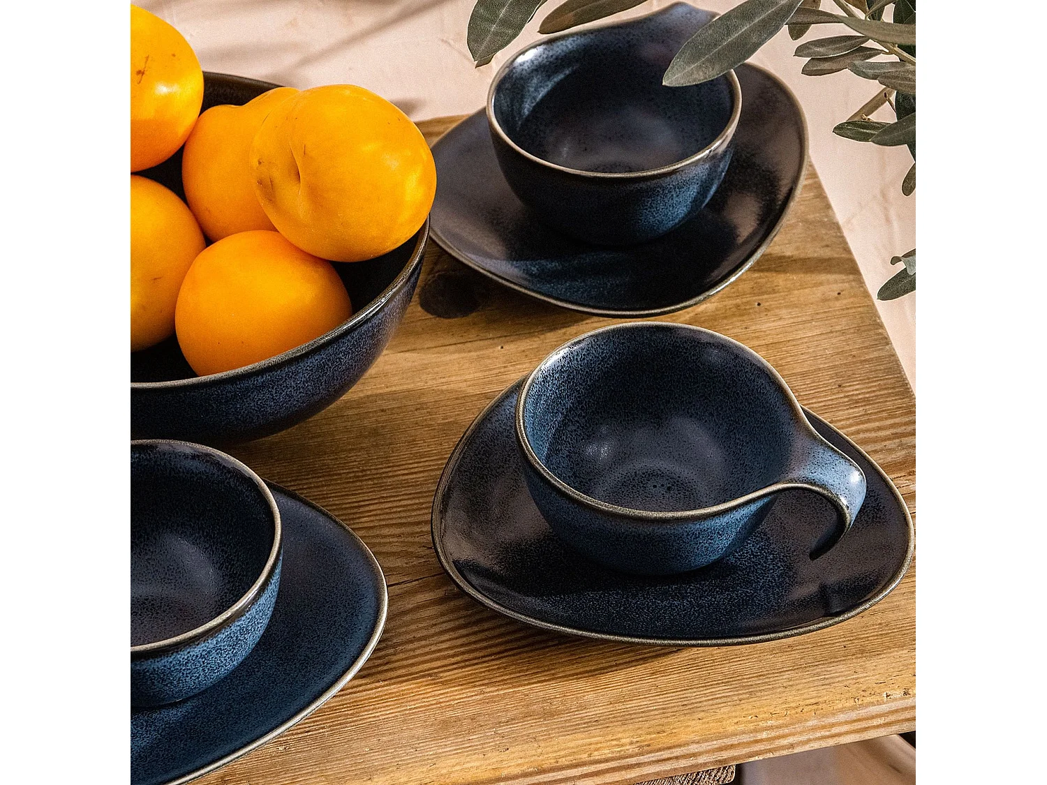 Kaffeeservice (12-tlg) 6 Personen - Porzellan - schwarz - TIME BLACK