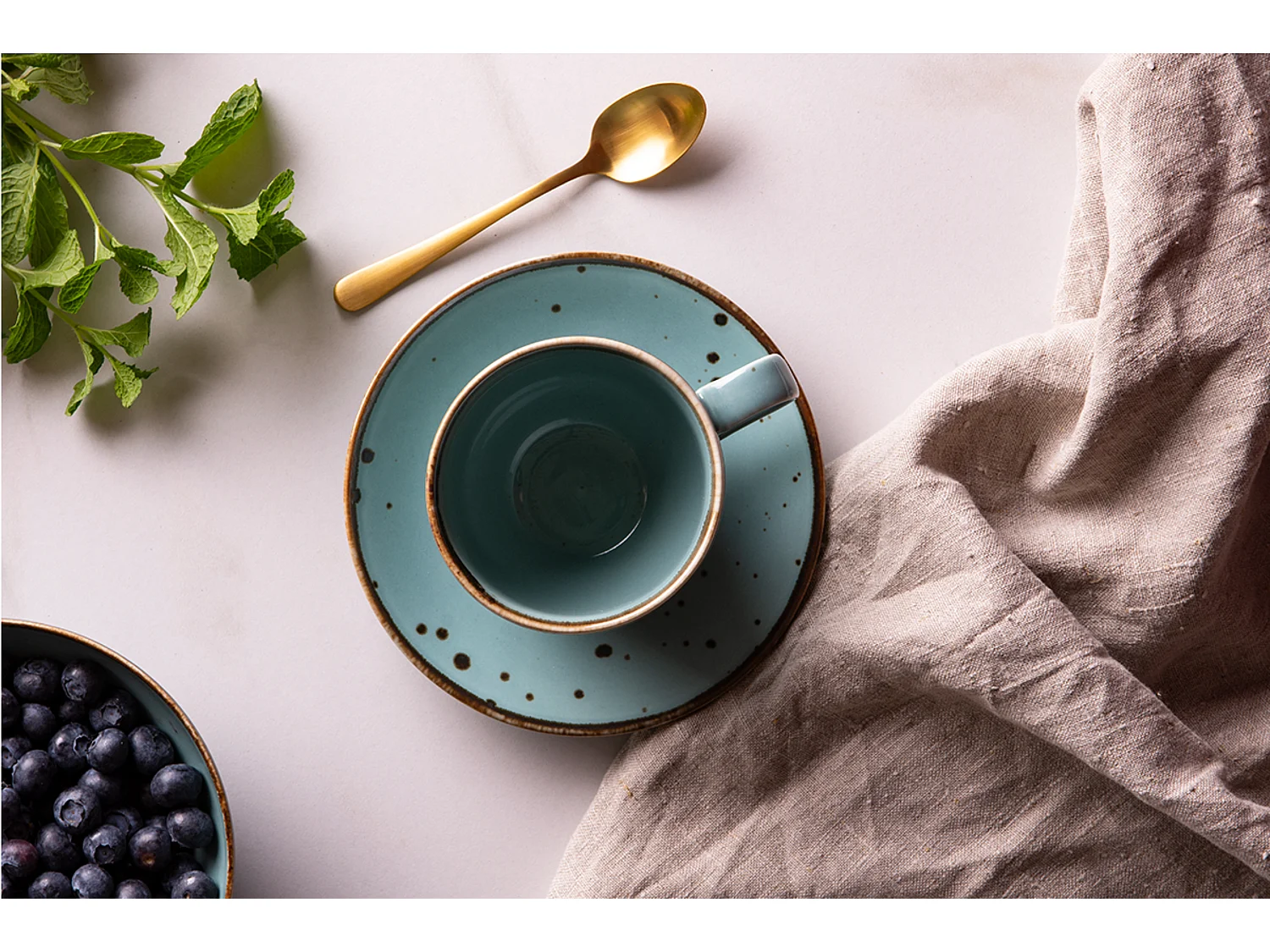 Kaffeeservice (12-tlg) - Porzellan - Minzefarben - ALUMINA