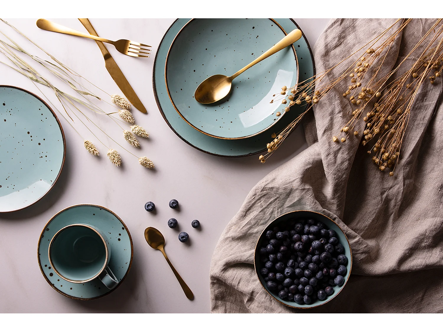 Kaffeeservice (12-tlg) - Porzellan - Minzefarben - ALUMINA