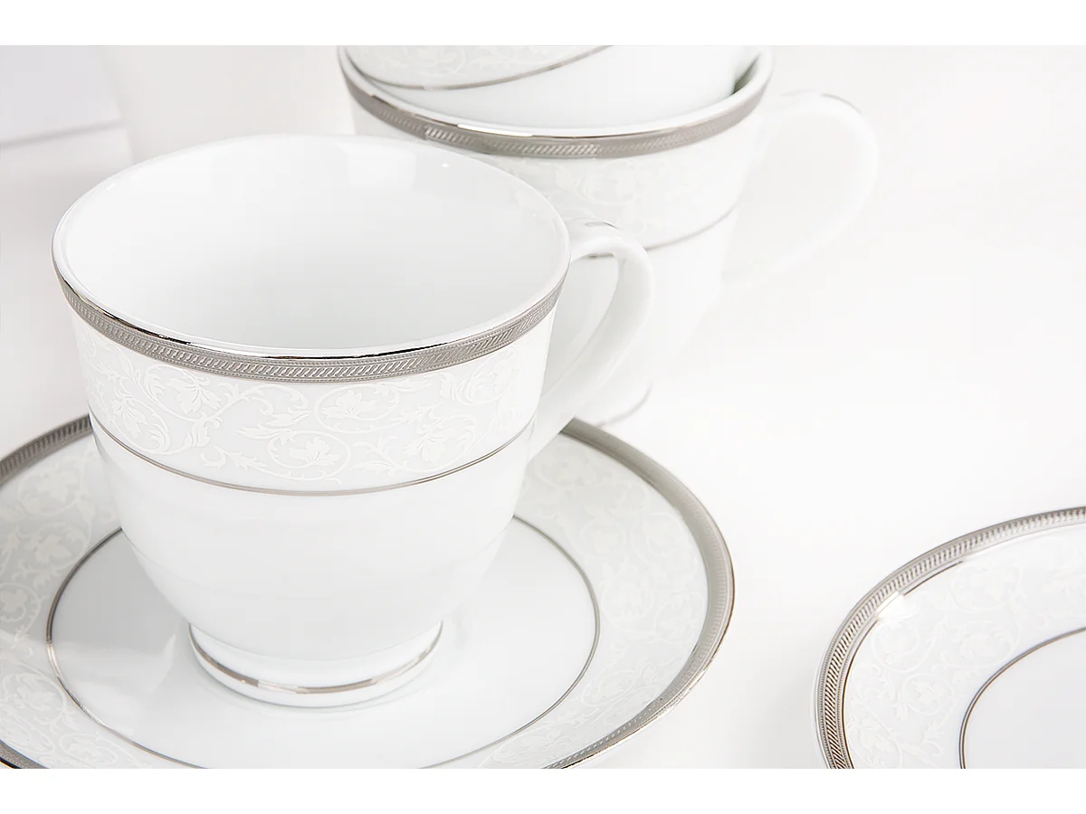 Teeservice für 6 Personen (15-teilig) - Porzellan - Platin - GEOS PLATIN