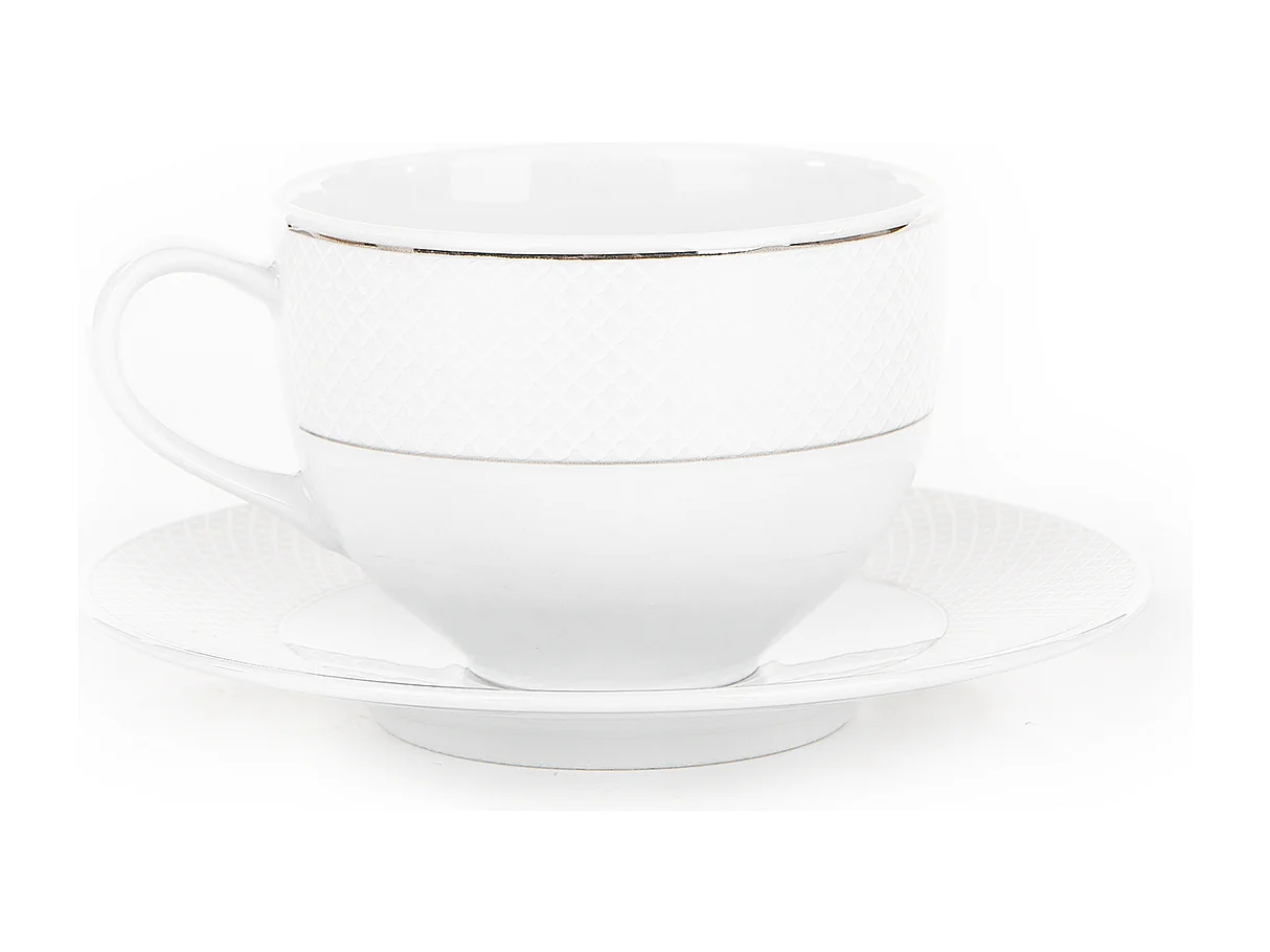 Kaffeeset für 6 Personen (9 Artikel) - Porzellan - Weiß - AMELIA SATIN