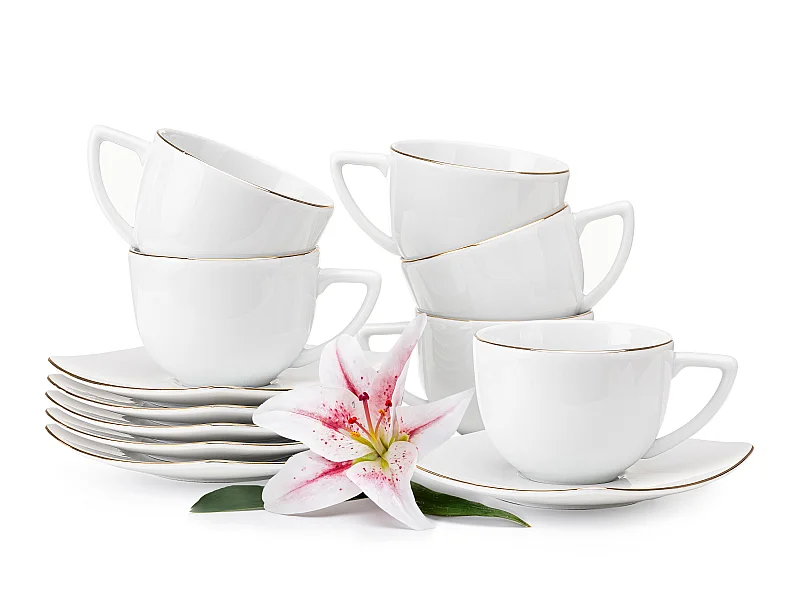 Kaffeetasse mit Untertasse 12 tlg. 6 Pers. - Weiß - CARLINA