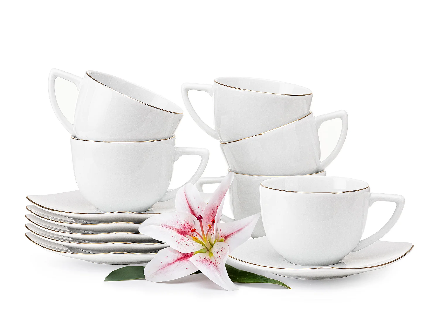 Kaffeetasse mit Untertasse 12 tlg. 6 Pers. - Weiß - CARLINA