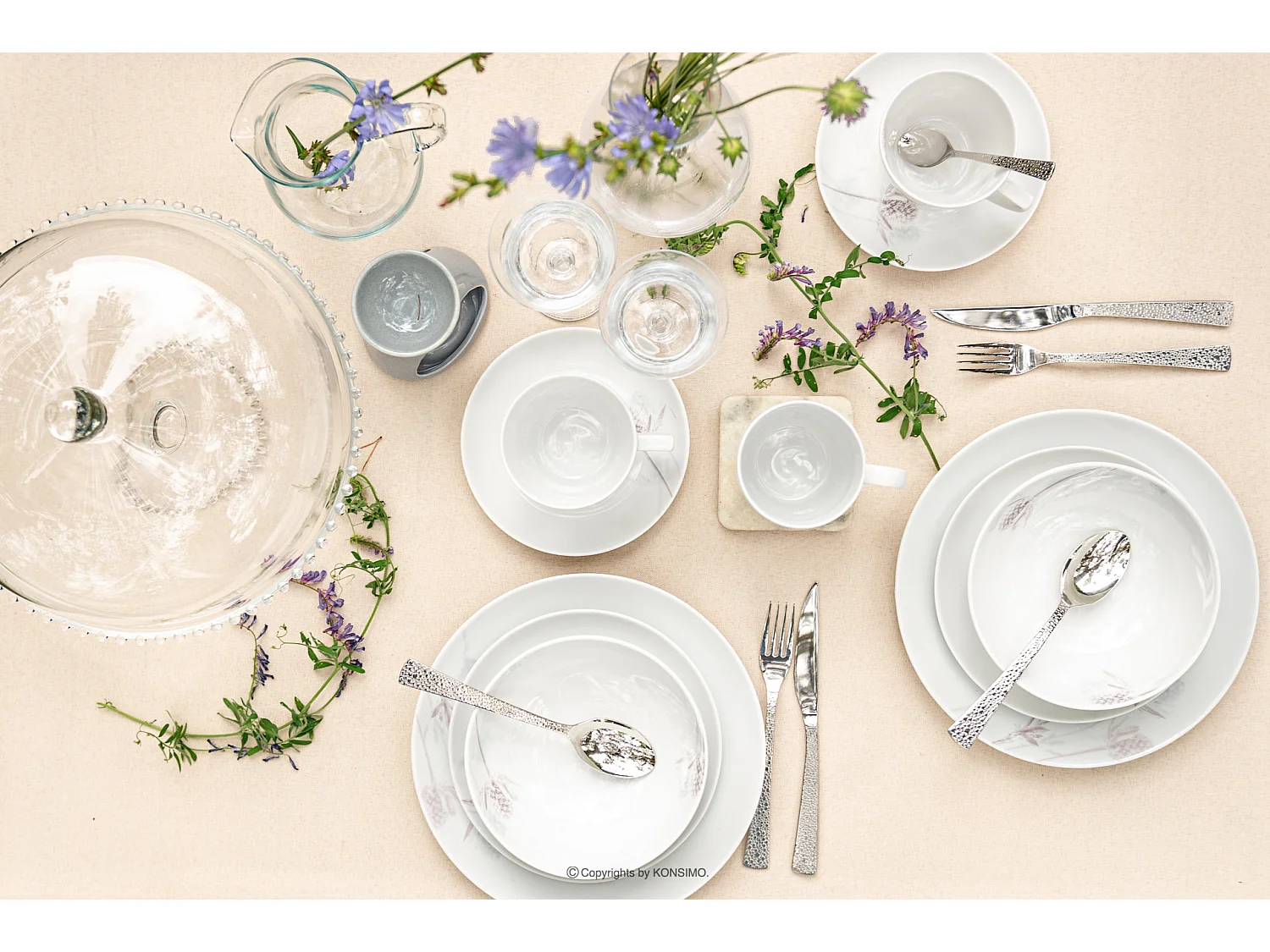 Becher-Set 380ml 6 Personen 6-tlg - Porzellan - Weiß/Violett - BOSS