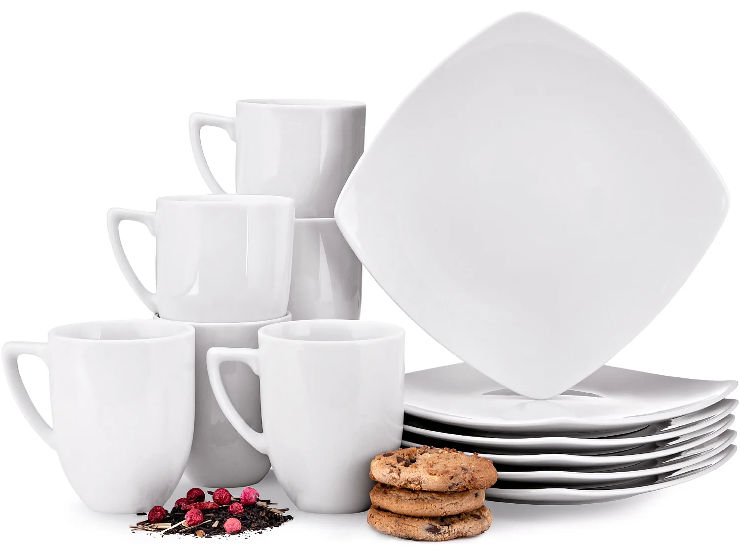 Teeservice Becher 12-tlg 6 Pers - Porzellan - weiß - CARLINA