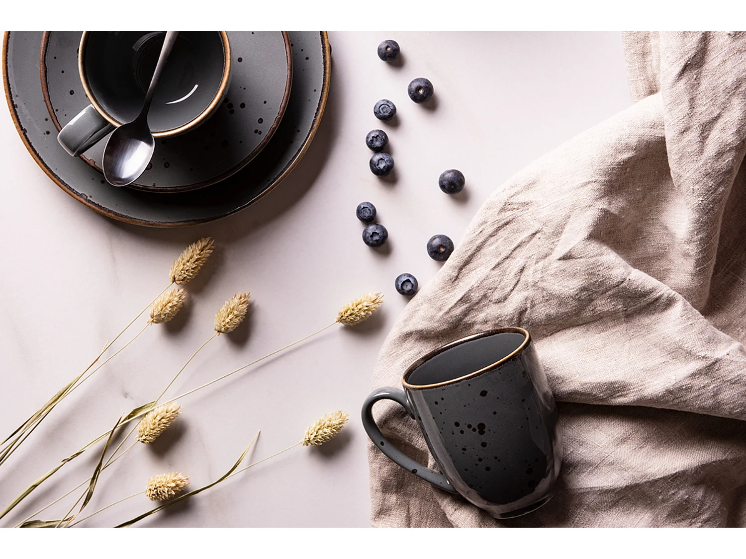 Becher-Set 400ml 6 Personen 6-tlg  - Porzellan - grau - ALUMINA