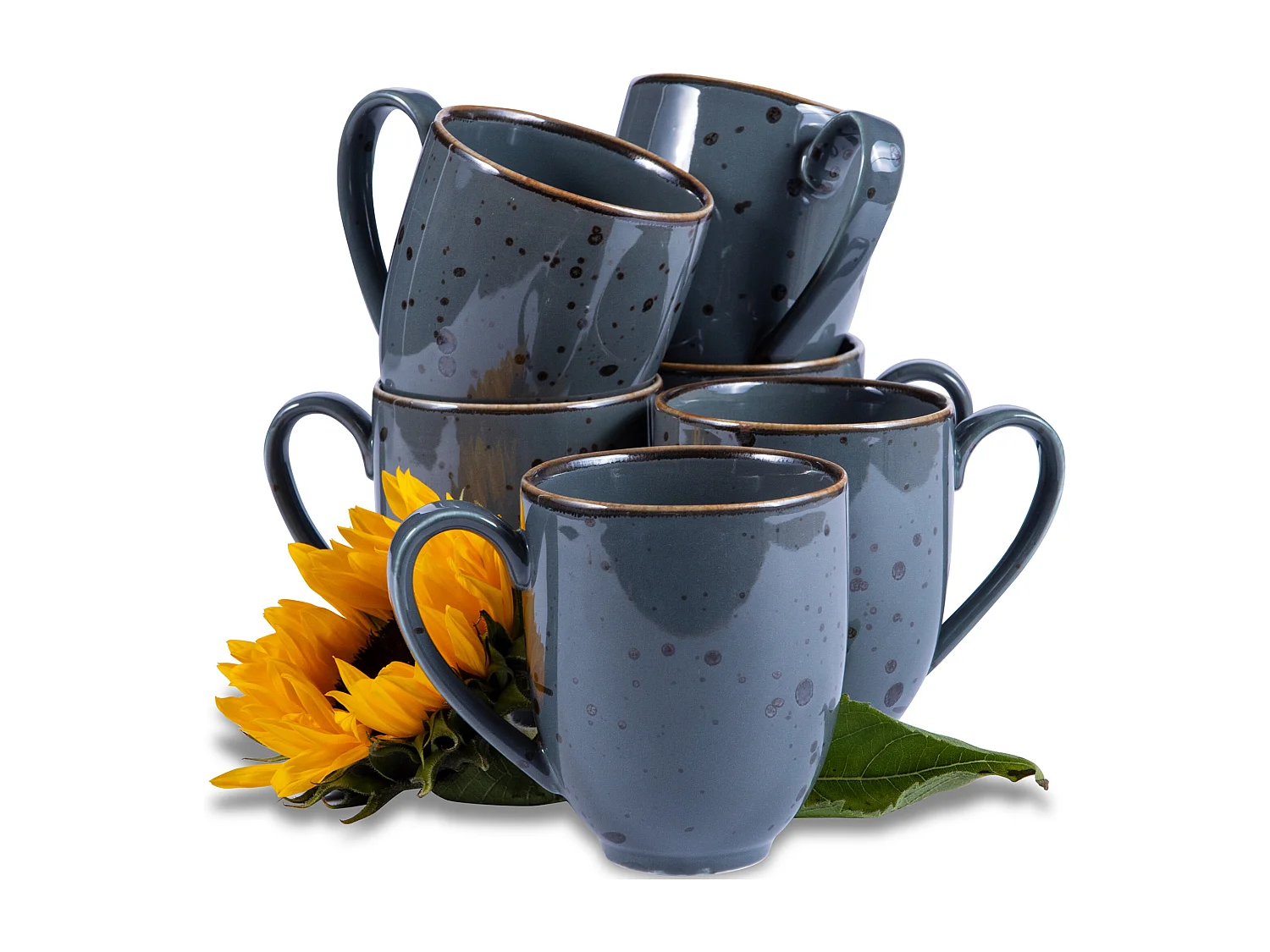 Becher-Set 400ml 6 Personen 6-tlg  - Porzellan - grau - ALUMINA