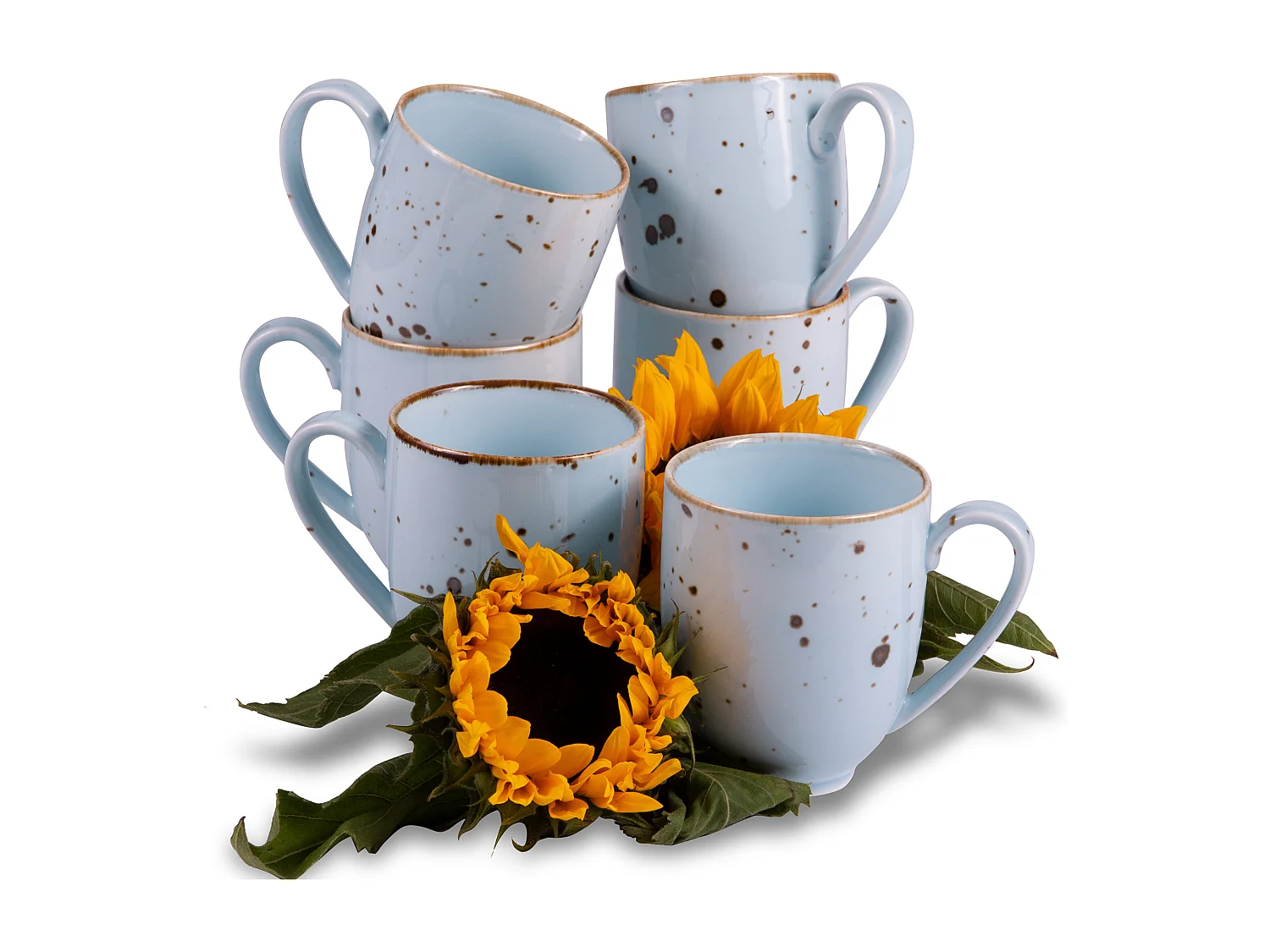 Becher-Set 400ml 6 Personen 6-tlg - Porzellan - hellblau - ALUMINA