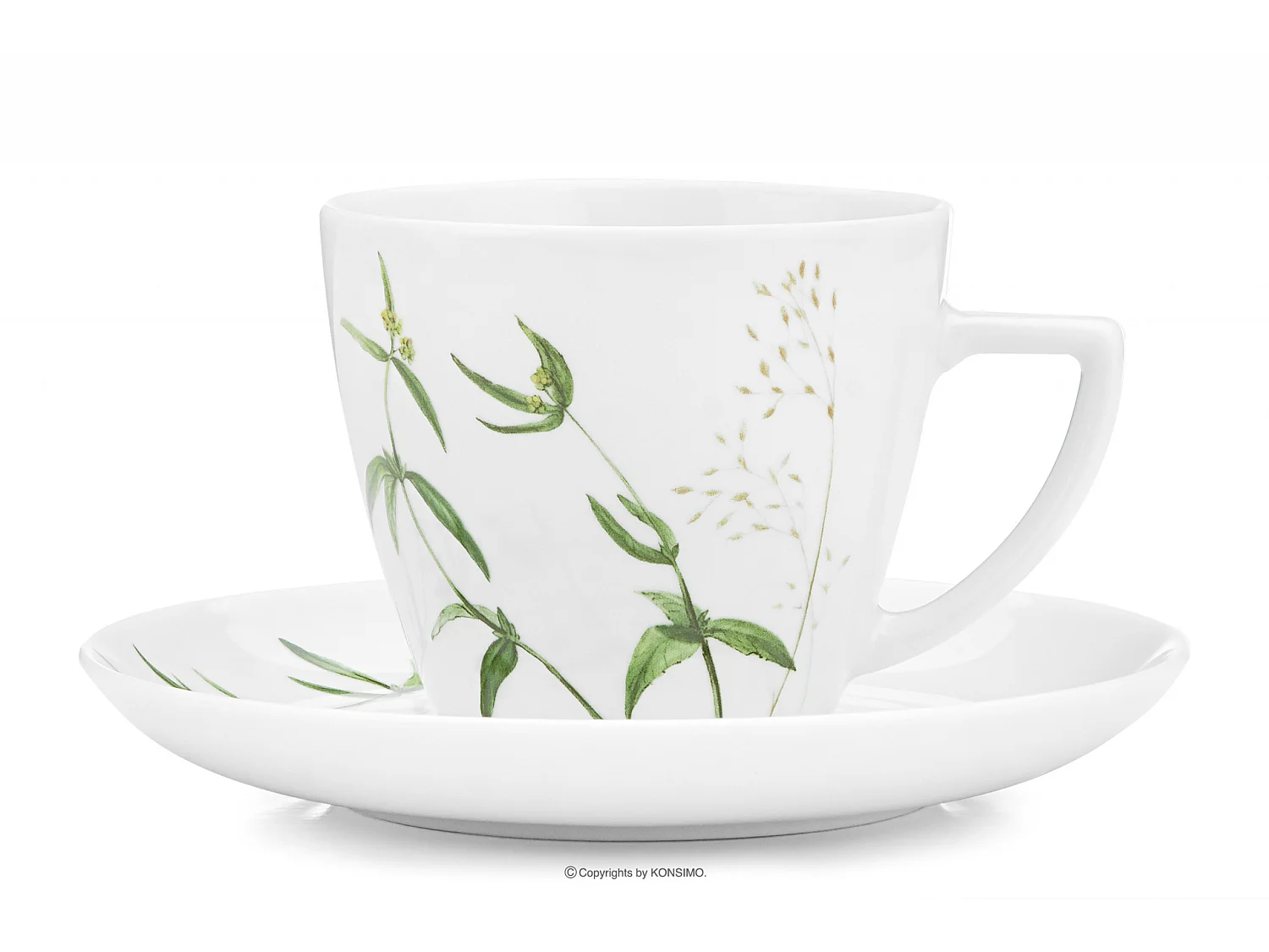 Mittags- und Kaffeeset für 6 Personen 30-tlg. - Porzellan - weiß/grün - BOSS