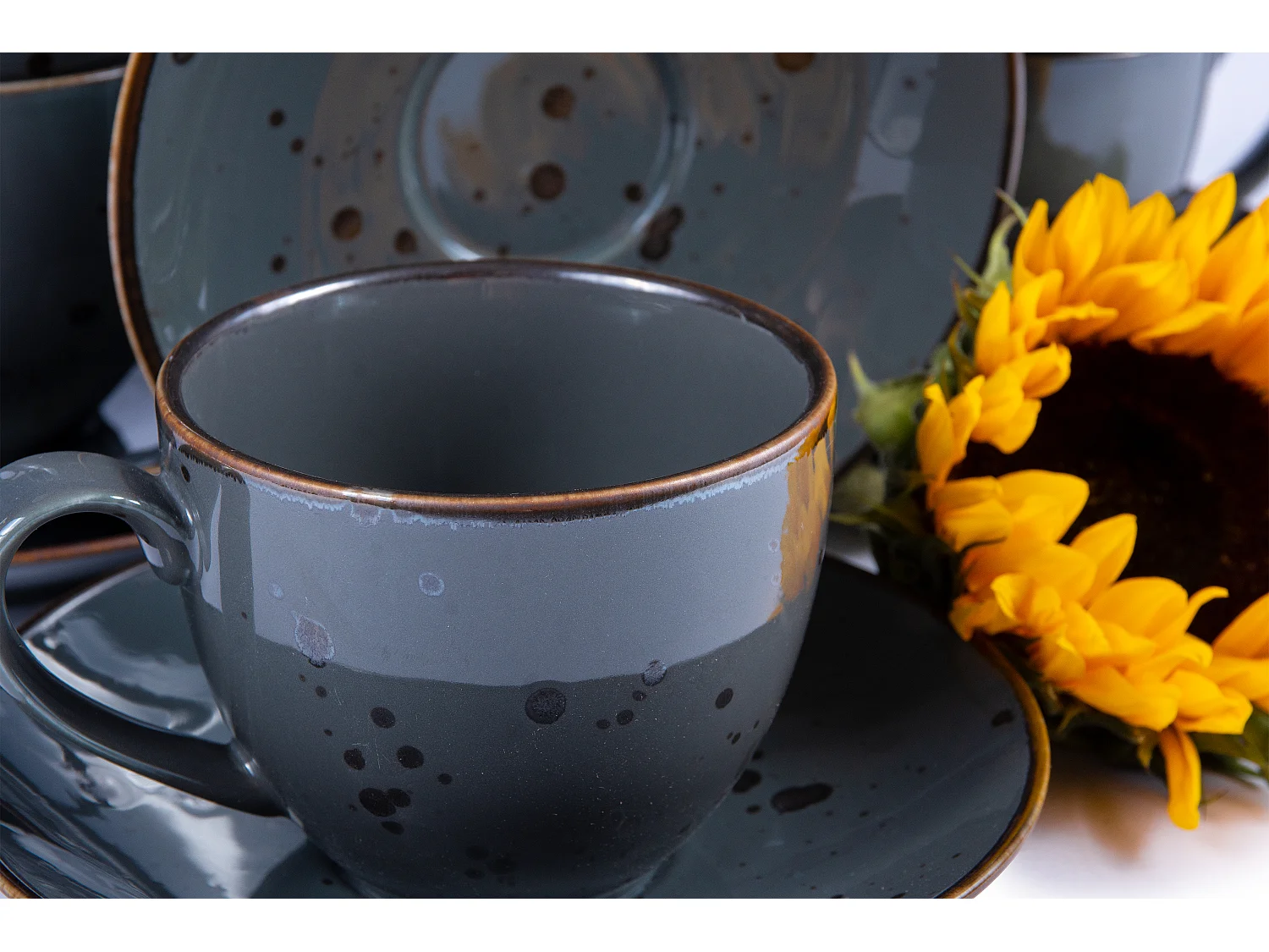 Kaffeeservice 300ml 6 Personen (12-tlg) - Porzellan - grau - ALUMINA