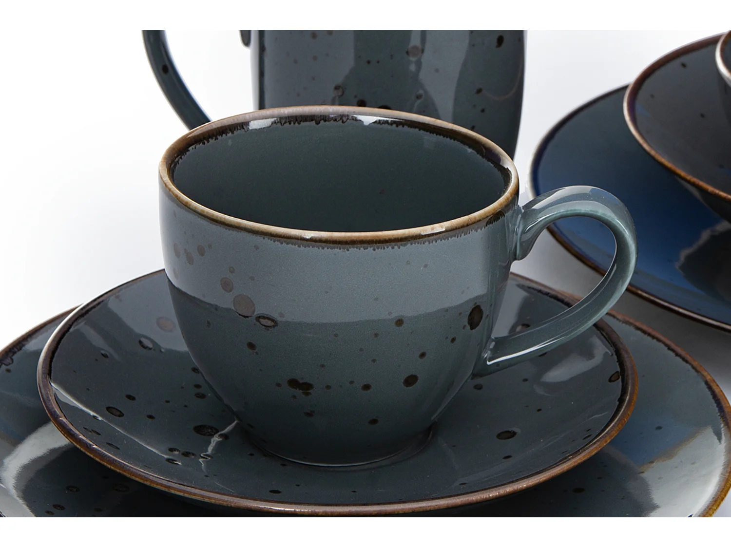 Kaffeeservice 300ml 6 Personen (12-tlg) - Porzellan - grau - ALUMINA