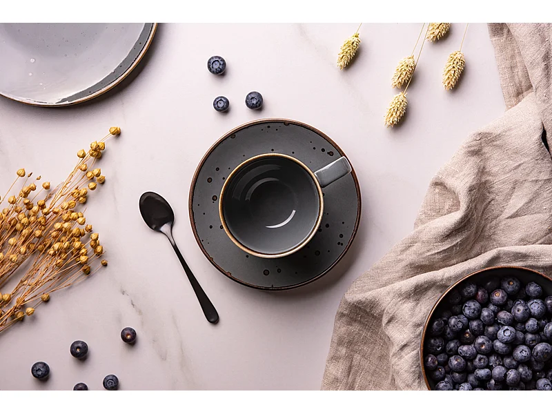 Kaffeeservice 300ml 6 Personen (12-tlg) - Porzellan - grau - ALUMINA