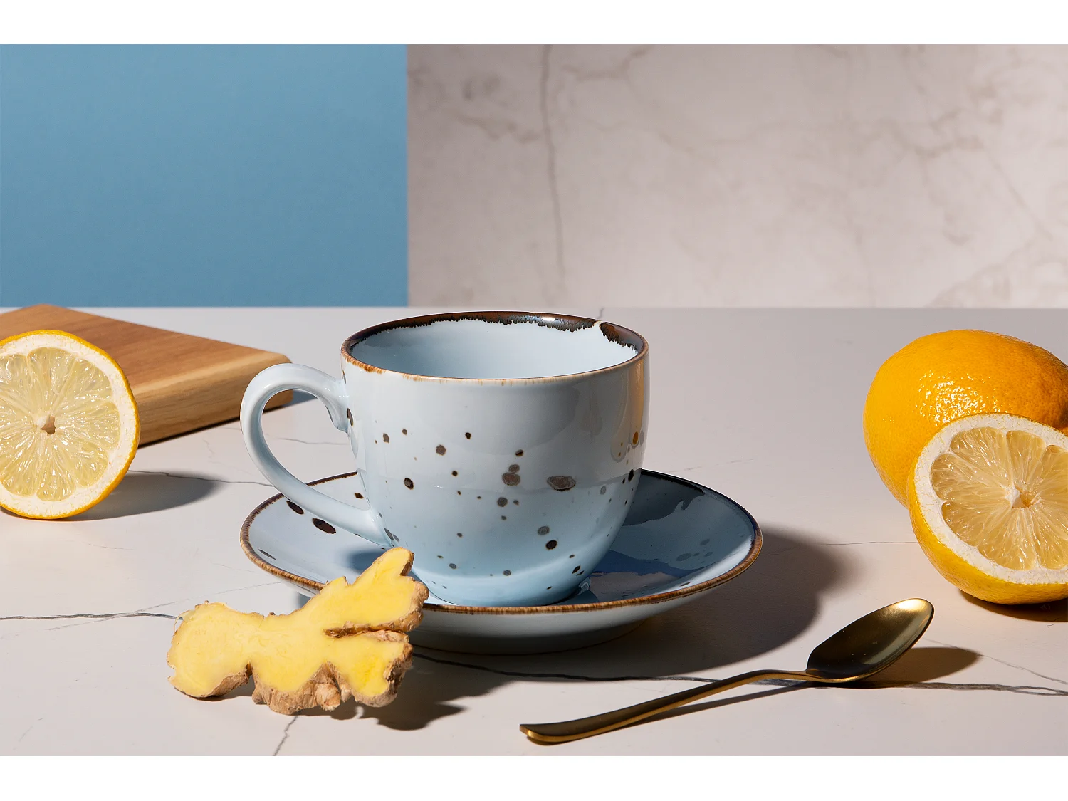 Kaffeeservice 300ml 6 Personen (12-tlg) - Porzellan - hellblau - ALUMINA