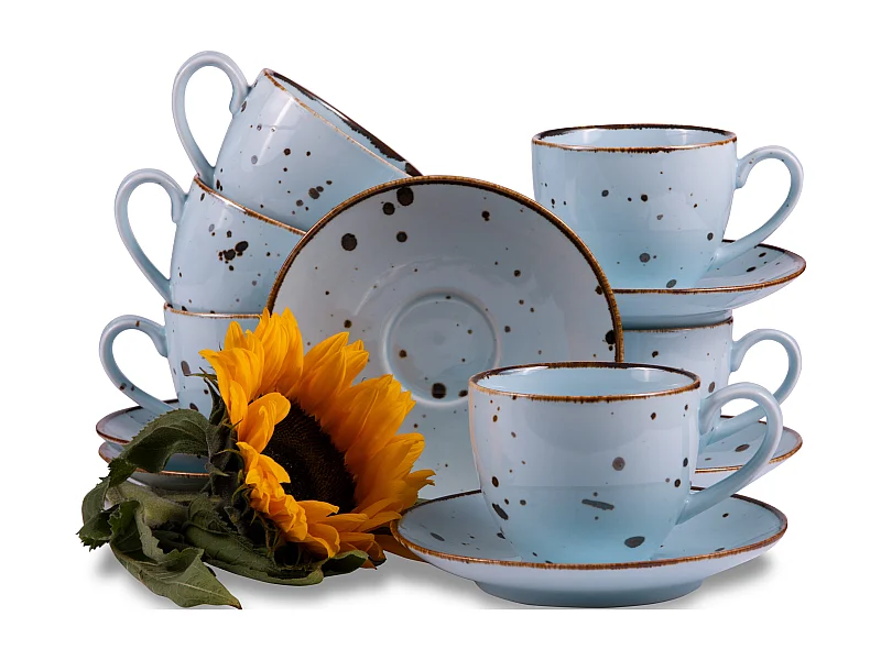 Kaffeeservice 300ml 6 Personen (12-tlg) - Porzellan - hellblau - ALUMINA