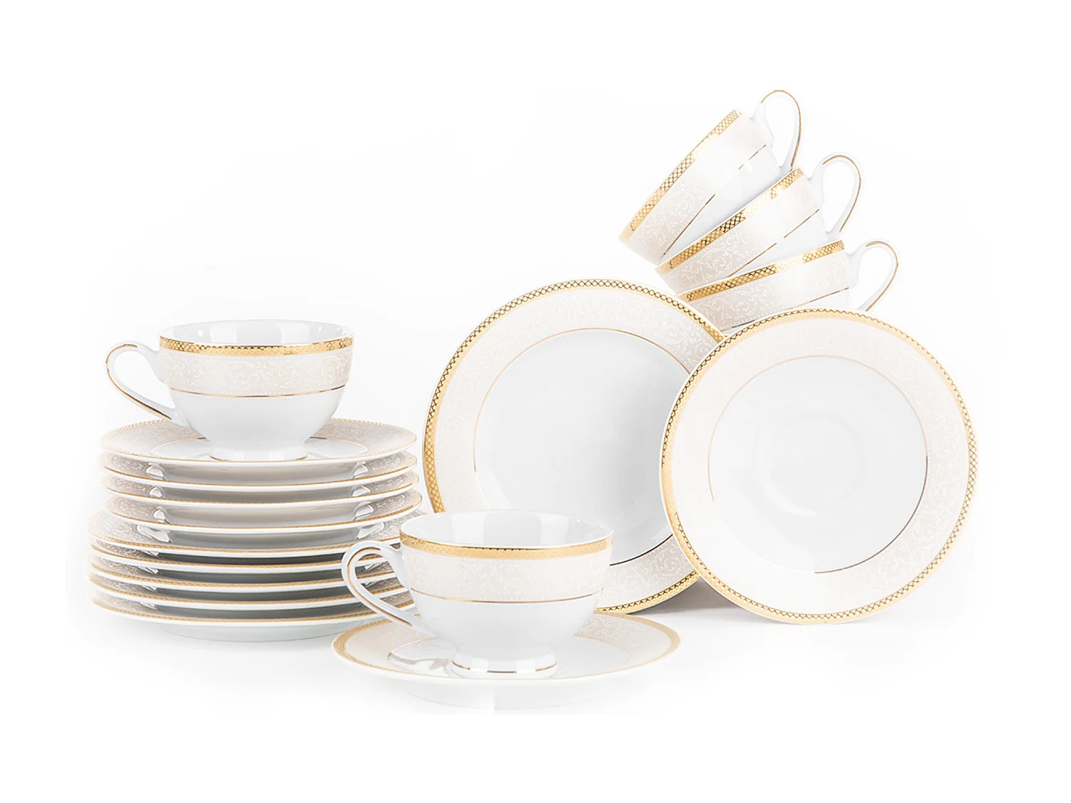 Teeservice für 6 Personen (12 Artikel) - Porzellan - Gold - MARTHA GOLD