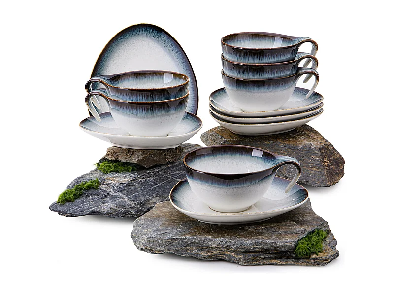 Kaffeeservice (12-tlg) - 6 Personen - Porzellan - marineblue - TIME DIM