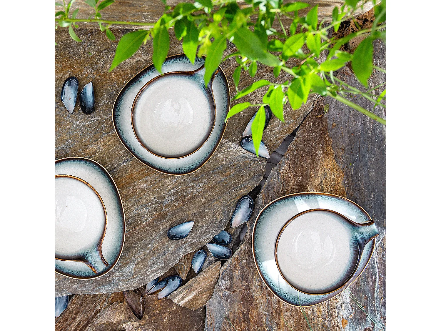 Kaffeeservice (12-tlg) - 6 Personen - Porzellan - marineblue - TIME DIM