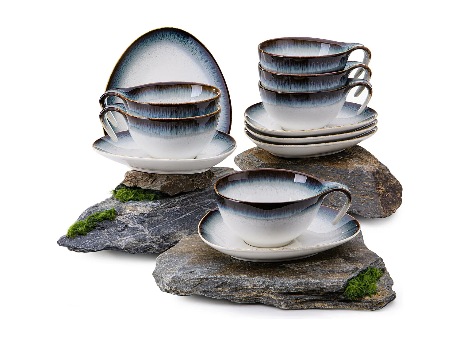 Kaffeeservice (12-tlg) - 6 Personen - Porzellan - marineblue - TIME DIM