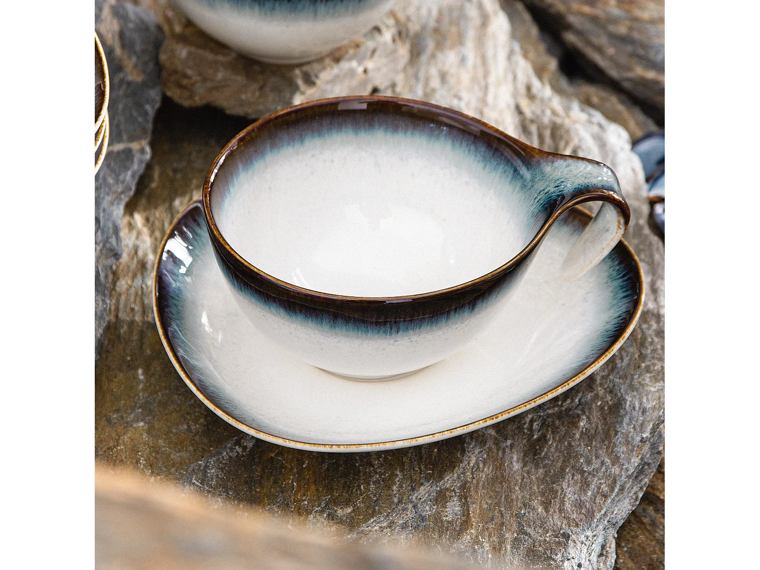 Kaffeeservice (12-tlg) - 6 Personen - Porzellan - marineblue - TIME DIM