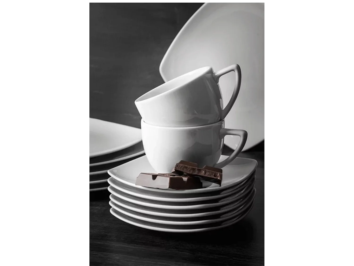 Tassen- und Untertassenset 12-teilig 6 Personen - Porzellan - weiß - CARLINA