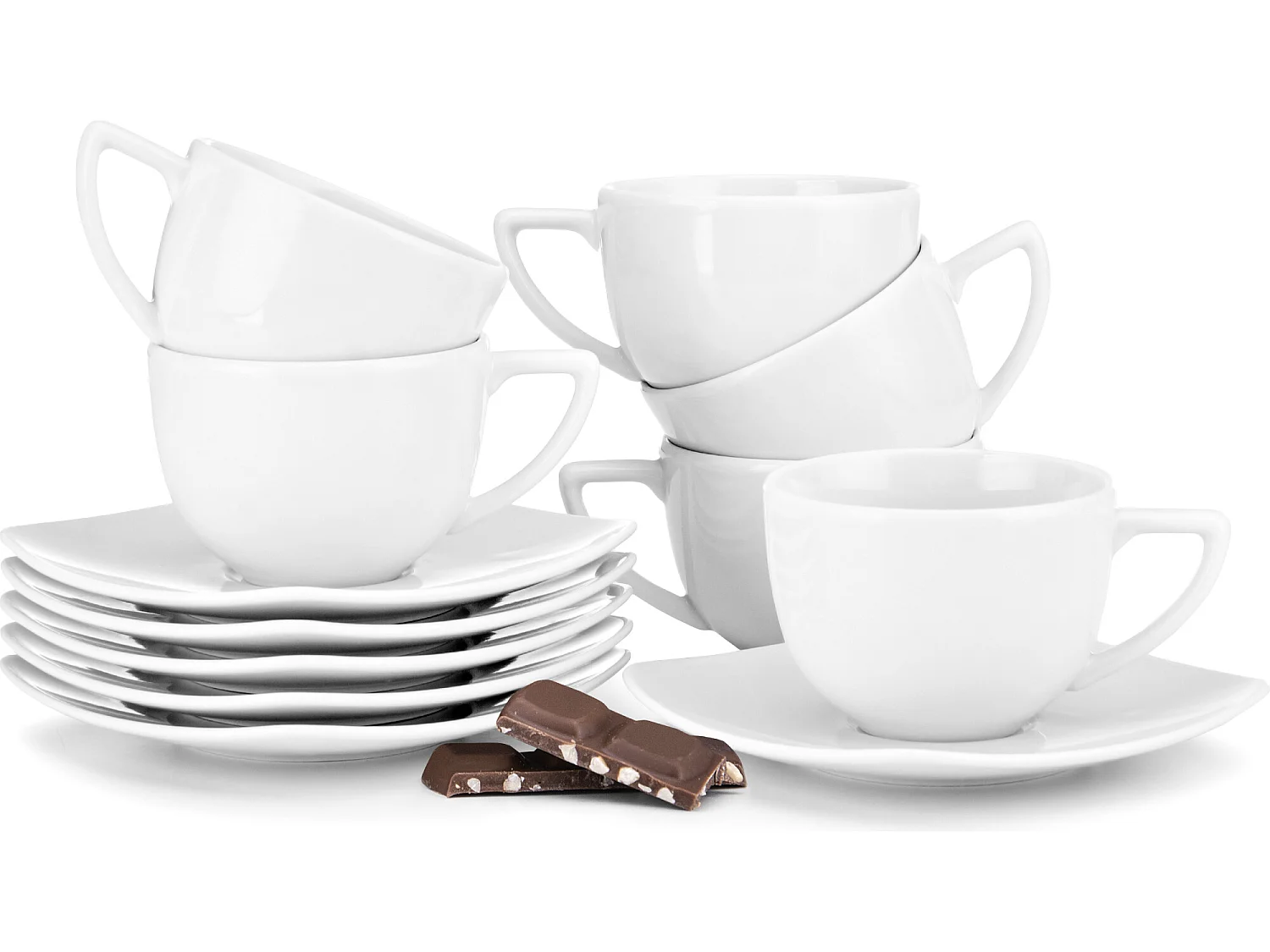 Tassen- und Untertassenset 12-teilig 6 Personen - Porzellan - weiß - CARLINA