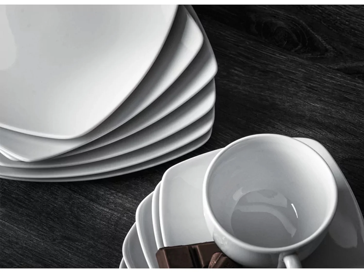 Tassen- und Untertassenset 12-teilig 6 Personen - Porzellan - weiß - CARLINA