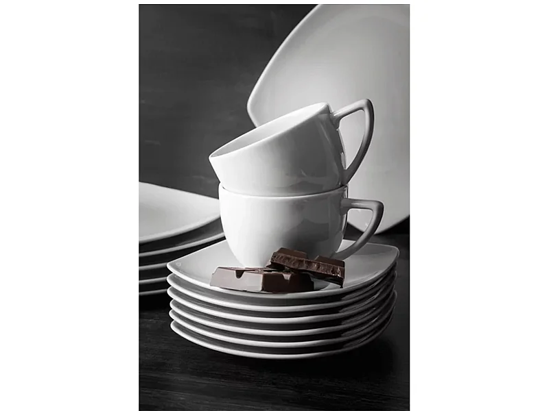 Tassen- und Untertassenset 12-teilig 6 Personen - Porzellan - weiß - CARLINA