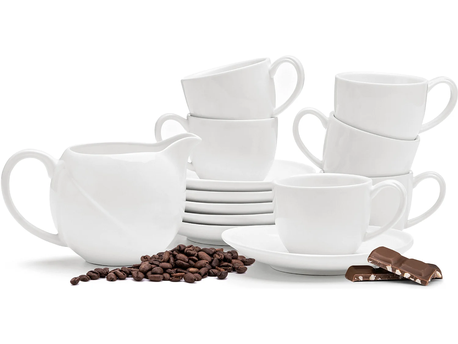 Kaffeeservice Espresso-Set für 6 Personen 13tlg - Porzellan - weiß - RESEDA