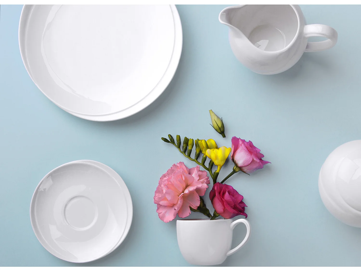 Kaffeeservice Espresso-Set für 6 Personen 13tlg - Porzellan - weiß - RESEDA