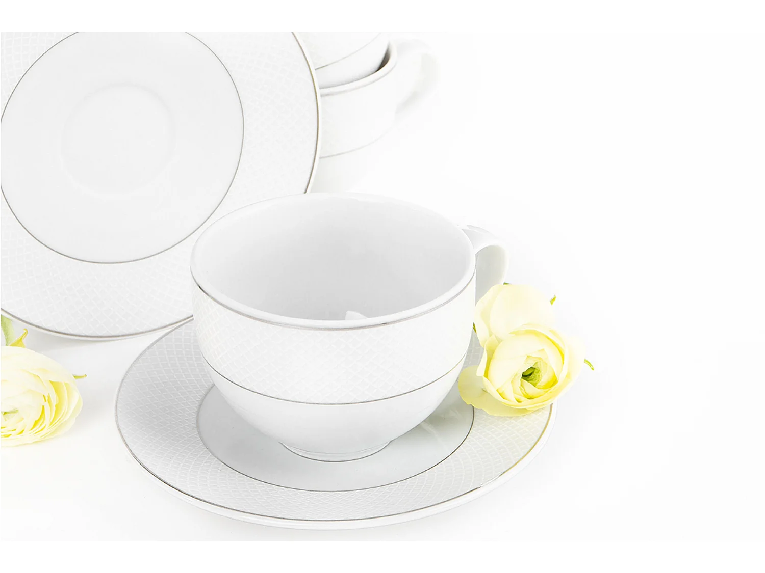 Tassenset 6 Pers. (12 Artikel) - Porzellan - Weiß - AMELIA