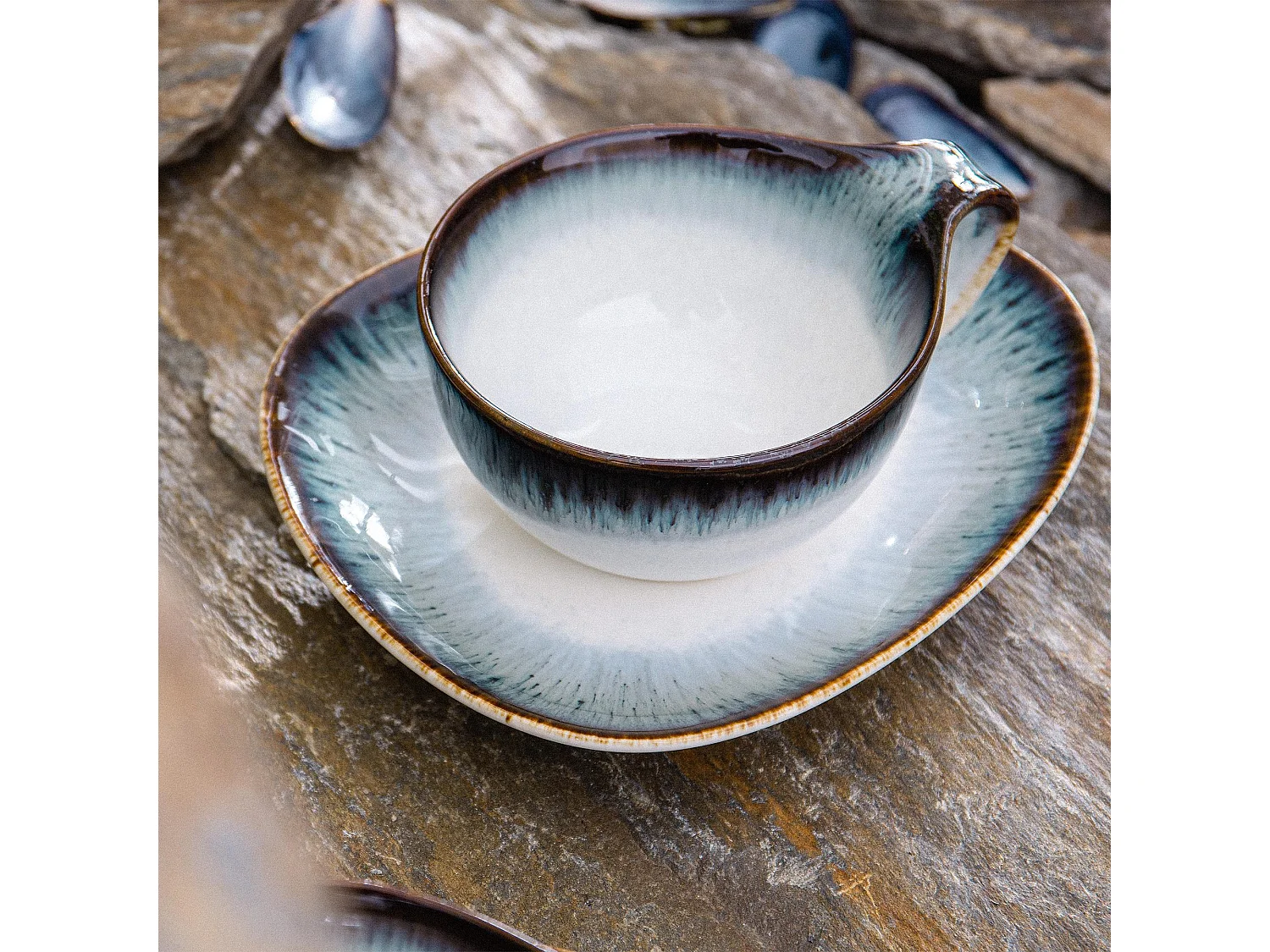 Kaffeeservice 12-tlg - Porzellan - marineblue - TIME DIM