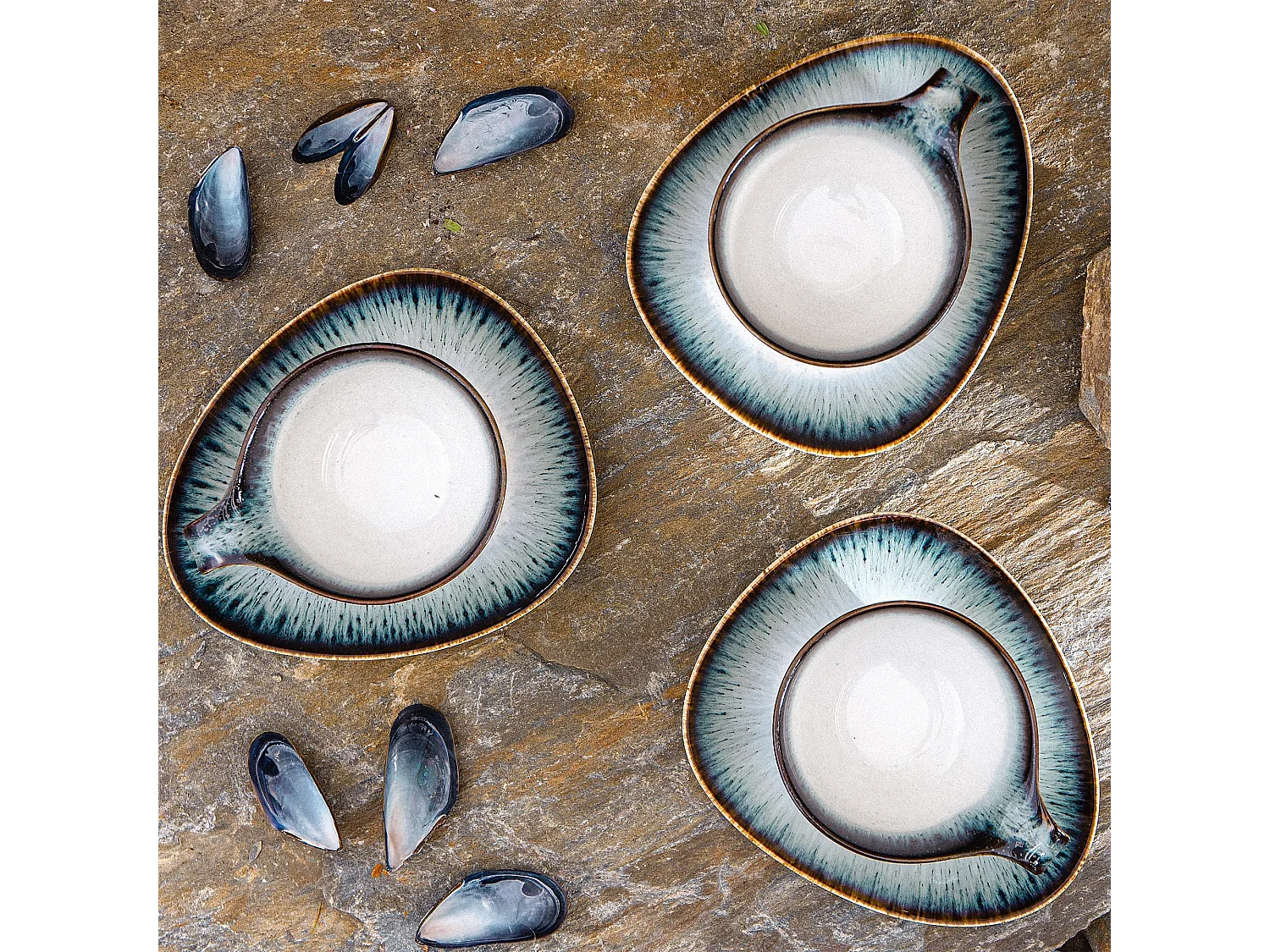 Kaffeeservice 12-tlg - Porzellan - marineblue - TIME DIM