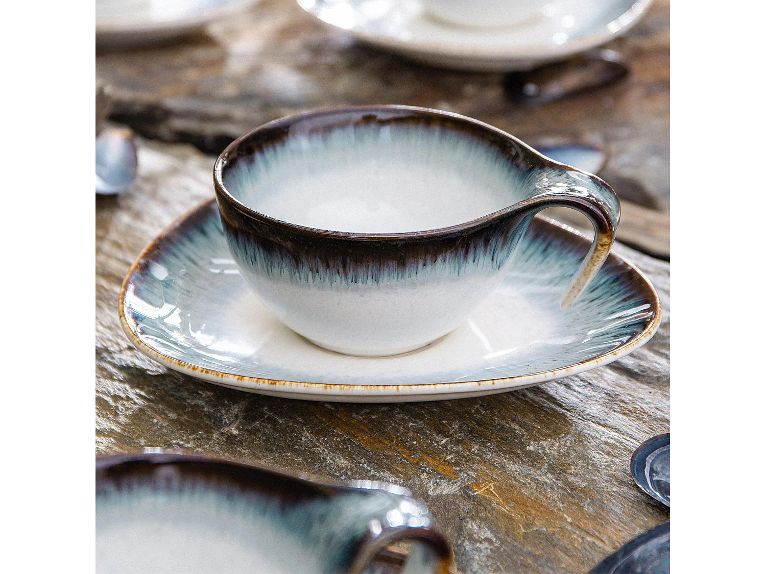 Kaffeeservice 12-tlg - Porzellan - marineblue - TIME DIM