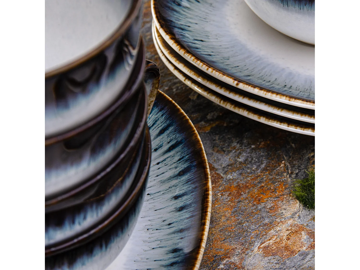 Kaffeeservice 12-tlg - Porzellan - marineblue - TIME DIM