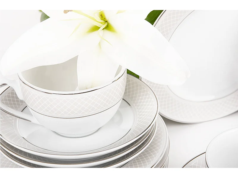 Teeservice für 6 Personen (12 Artikel) - Porzellan - Platin - SCANIA