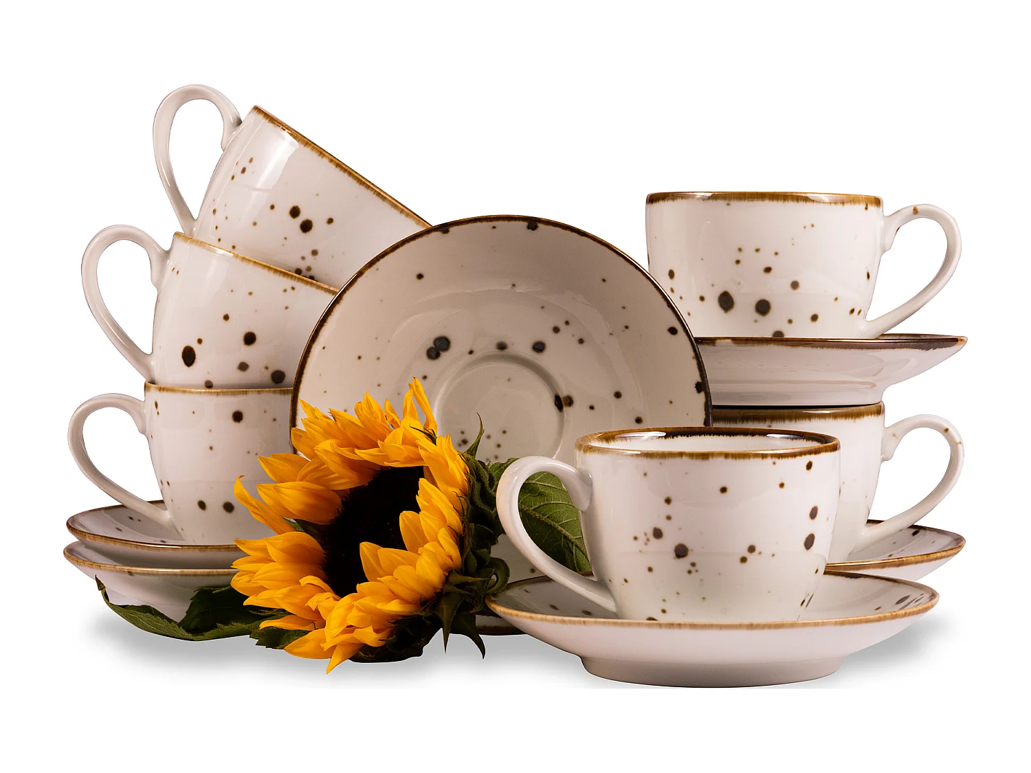 Kaffeeservice (12-tlg) - 6 Personen - Porzellan - cremefarben - ALUMINA