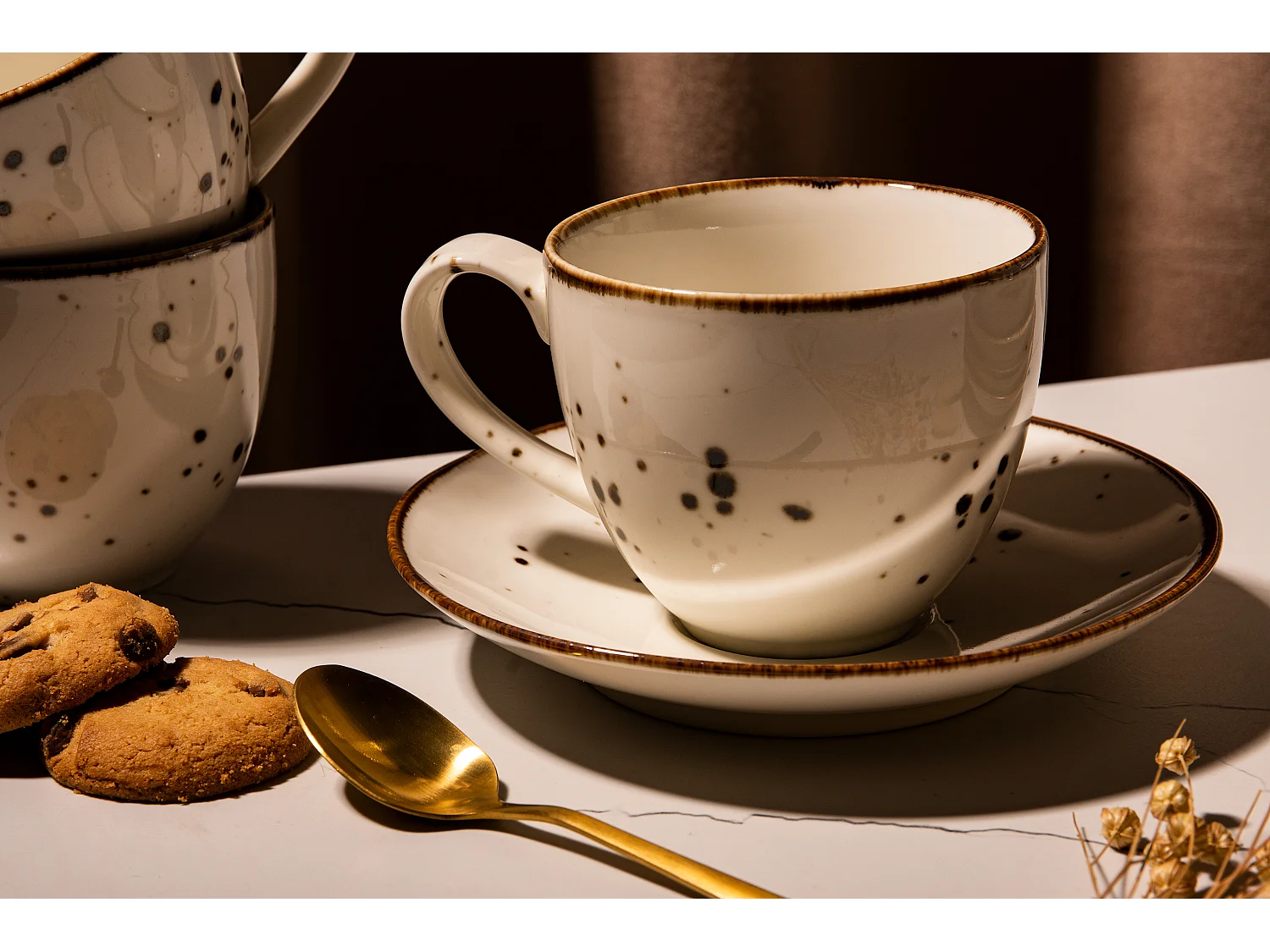 Kaffeeservice (12-tlg) - 6 Personen - Porzellan - cremefarben - ALUMINA