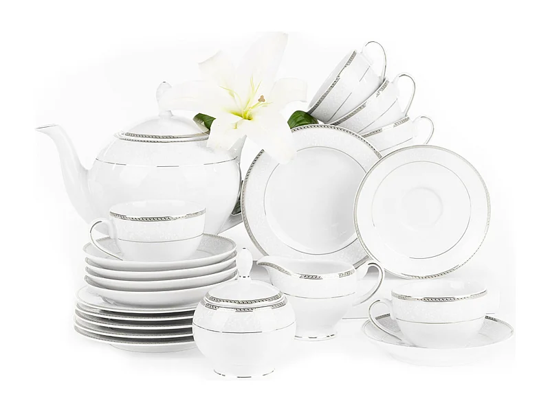 Teeservice für 6 Personen (15-teilig) - Porzellan - Platin - NEW HOLLIS PLATIN