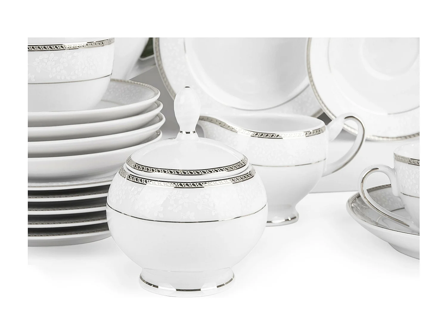 Teeservice für 6 Personen (15-teilig) - Porzellan - Platin - NEW HOLLIS PLATIN