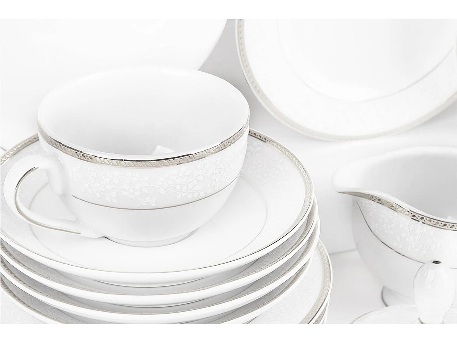 Teeservice für 6 Personen (15-teilig) - Porzellan - Platin - NEW HOLLIS PLATIN