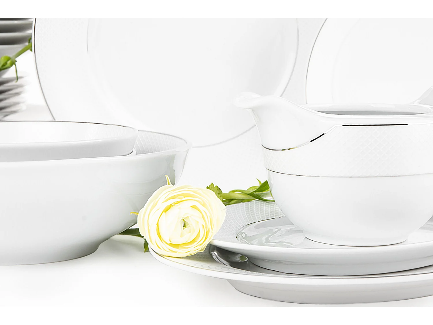 Tafelservice für 6 Personen (25-tlg.) - Porzellan -Weiß - AMELIA