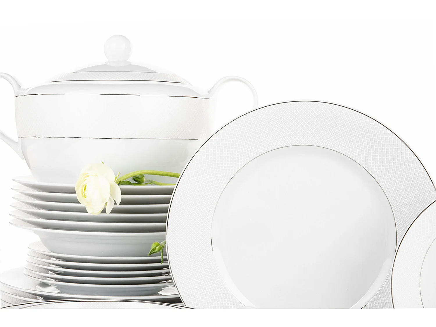 Tafelservice für 6 Personen (25-tlg.) - Porzellan -Weiß - AMELIA